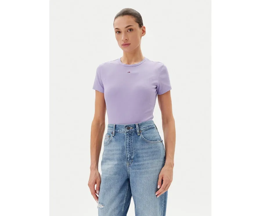 obrazek 1 Tommy Jeans T-Shirt Essential DW0DW17383 Fioletowy Slim Fit