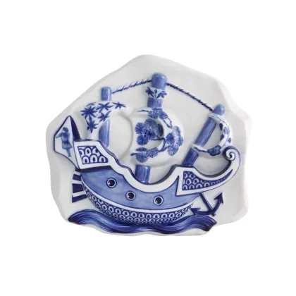 Picture Ceramic porcelain decoration with a depiction of a Portuguese ship - Vista Alegre