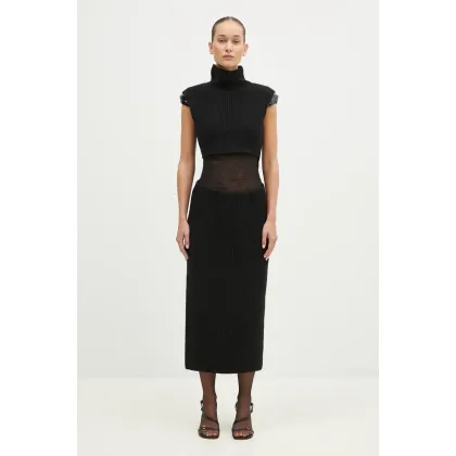 Zdjęcie Sportmax sukienka wełniana Arabba1234 kolor czarny midi prosta 2422396013600