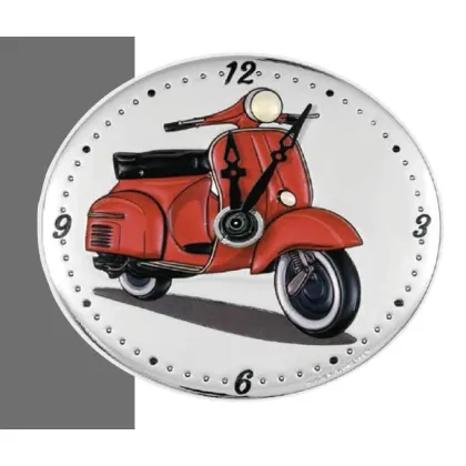 Picture Stylish clock with a depiction of a Vespa scooter