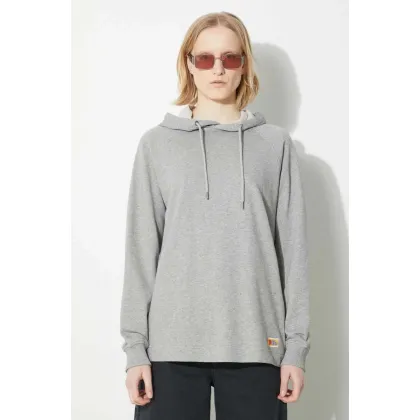 Zdjęcie Fjallraven bluza bawełniana Vardag Hoodie W damska kolor szary z kapturem melanżowa F86987.020.999