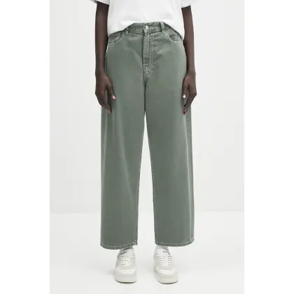 Zdjęcie Carhartt WIP spodnie bawełniane Brandon Pant damskie kolor zielony szerokie high waist I034837