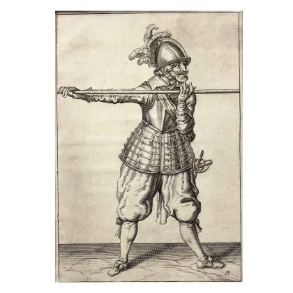 Picture Jacob De Gheyn Man in Arms with Helmet and Pike from the 17th century