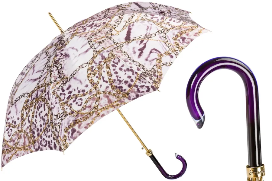 obrazek 1 Stylowy fioletowy parasol damski zdobiony subtelnym motywem – Pasotti