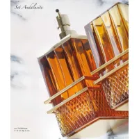 Picture Stylish wall-mounted soap dispenser made of Italian crystal in amber color - Il Paralume Marina