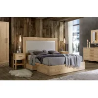 Picture Italian double bed with headboard and 4 drawers - Zanini