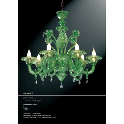 Zdjęcie Żyrandol z sześcioma światłami w kolorze zielonym - Il Paralume Marina