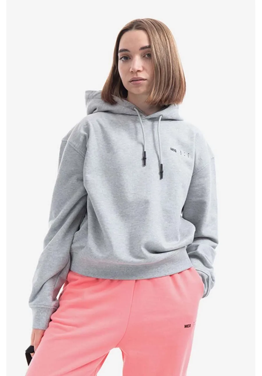 obrazek 1 MCQ bluza bawełniana damska kolor szary z kapturem melanżowa 624673RSJ771230-SZARY