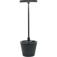 Picture A unique table lamp with a dark gray bowl