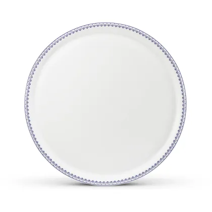 Zdjęcie Stylowa okrągła taca z porcelany zdobiona delikatnym niebieskim motywem - Leander