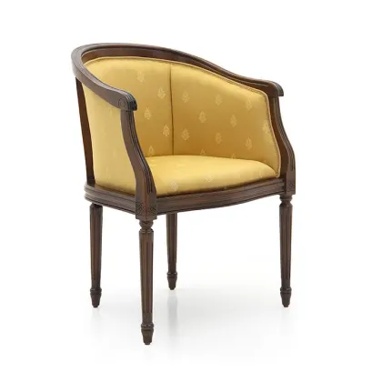 Zdjęcie Żółty elegancki fotel bukowy w stylu klasycznym - Sevensedie