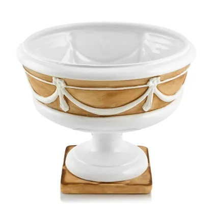 Picture Ceramic bowl on a pedestal with brown detail - Ahura
