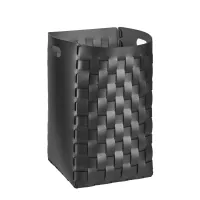Picture Unique black leather basket 35x35xH57 cm