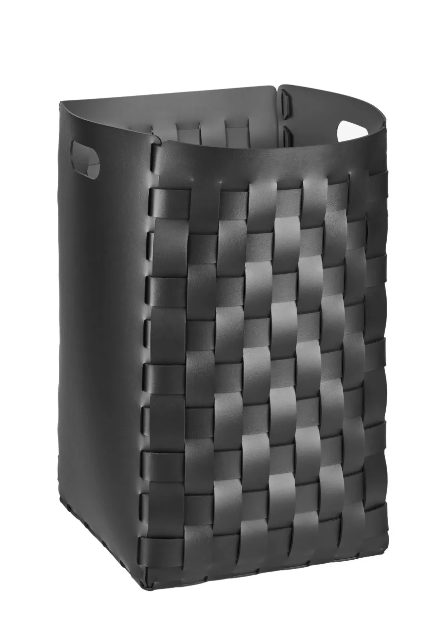 obrazek 1 Wyjątkowy czarny skórzany kosz 35x35xH57 cm