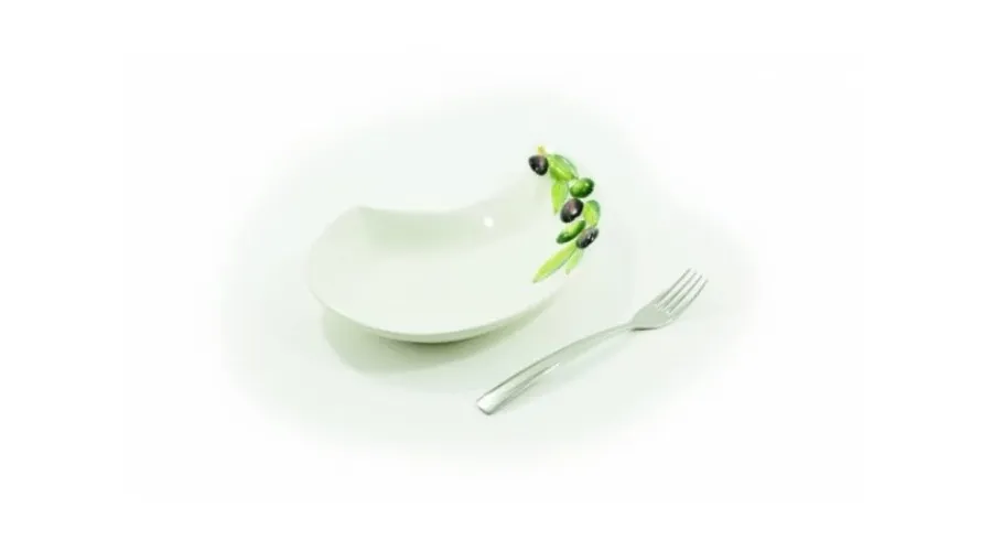 obrazek 2 Elegancki talerz w kształcie łzy zdobiony motywem oliwek - Le Ceramiche