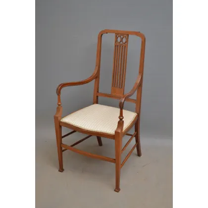 Zdjęcie Antyczne, eleganckie, edwardiańskie, mahoniowe i inkrustowane krzesło