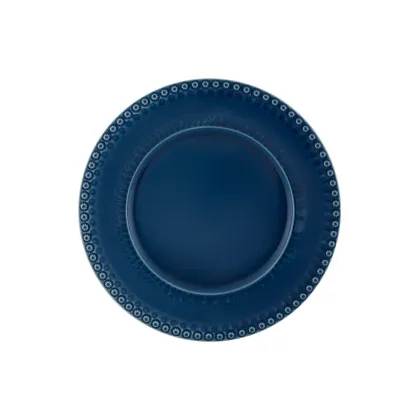 Zdjęcie Niebieski ceramiczny talerz 34 cm w stylu wiejskim - Bordallo Pinheiro