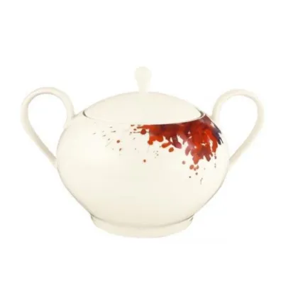 Zdjęcie Stylowa duża waza z pokrywką z porcelany zdobiona motywem kwiatu geranium – Tettau
