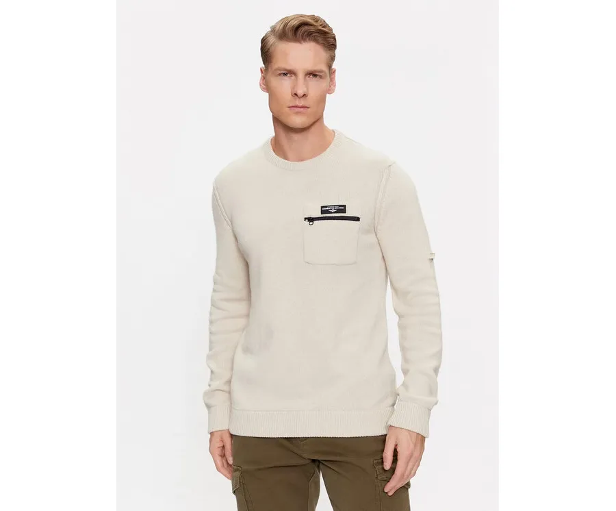 obrazek 1 Aeronautica Militare Sweter 232MA1460L518 Écru Regular Fit