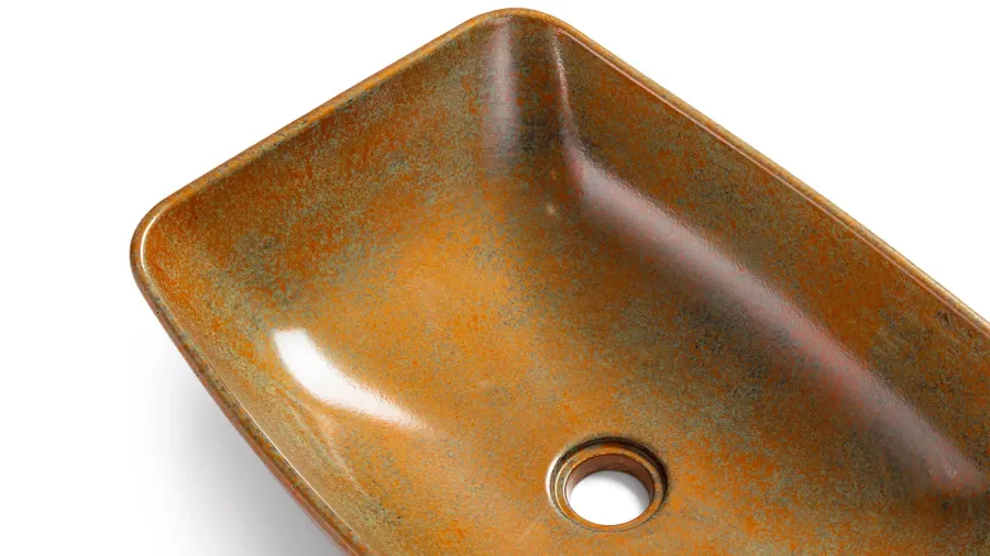 obrazek 3 Oryginalna umywalka 50 cm VIRGO BASIC – SMOKED METAL, miedziany i zielony, lakier półmatowy