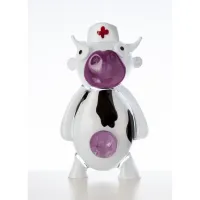 Zdjęcie Komiczna figurka ozdobna krowy ze szkła murano