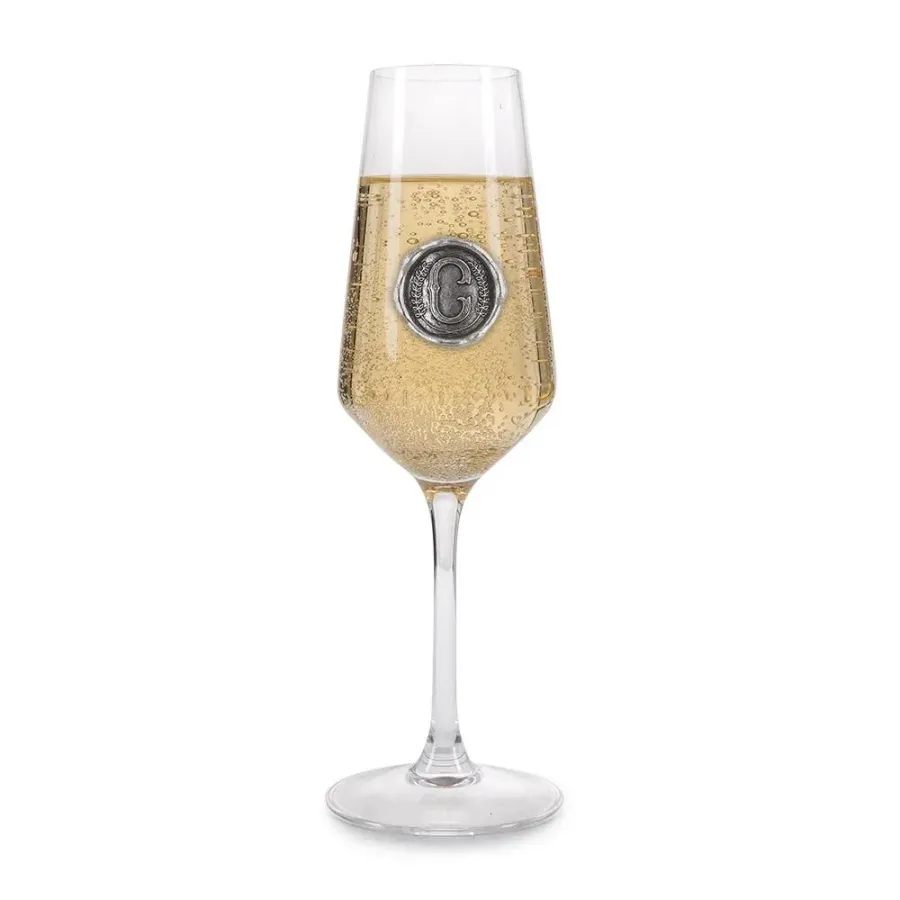 obrazek 1 Kieliszek do szampana z cynową stylizowaną literą „C” – prezent dla niego lub dla niej