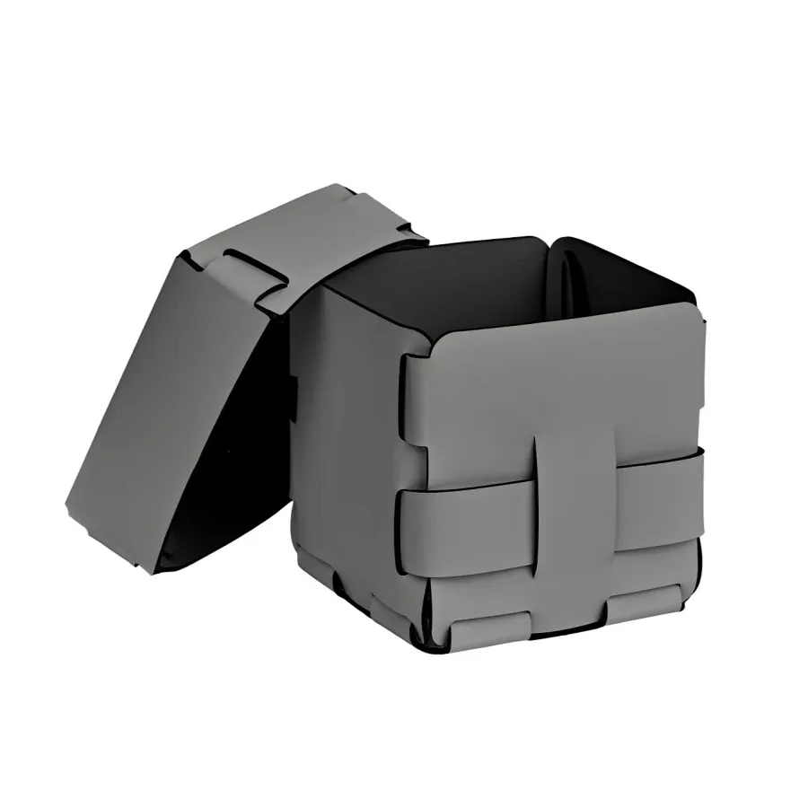 obrazek 2 Mały szary sześcienny koszyk Bottega 12x12xH13 cm