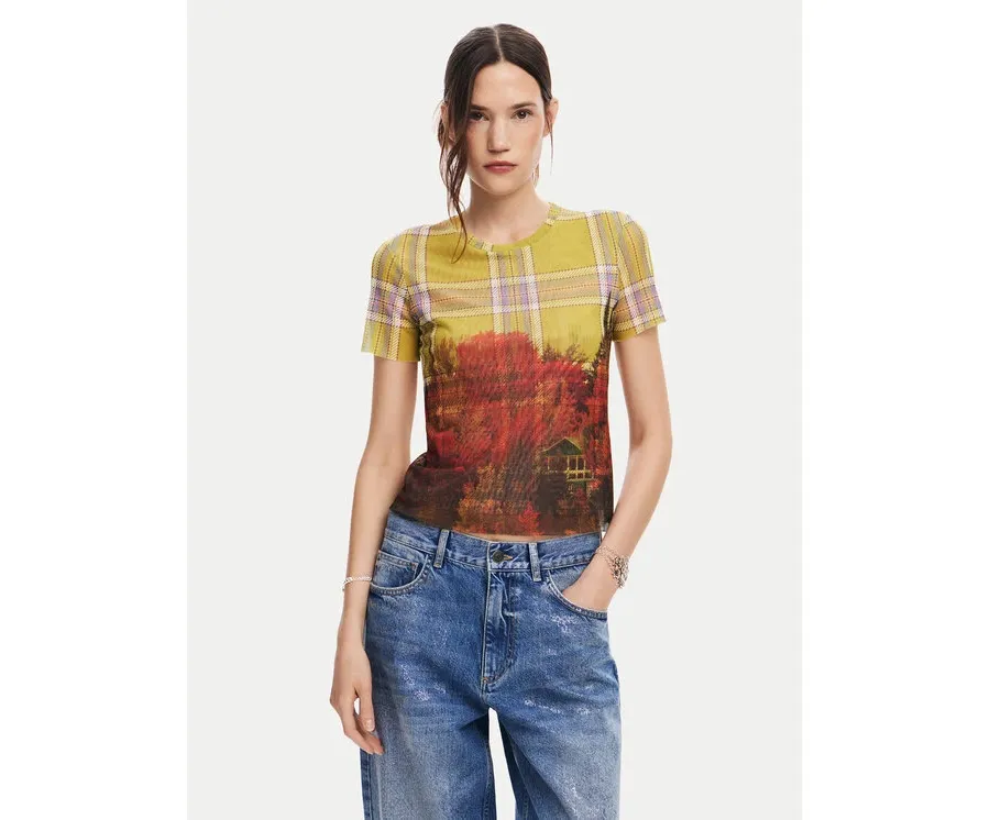 obrazek 1 Desigual T-Shirt Double 24WWTK27 Kolorowy Slim Fit