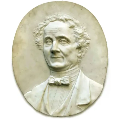Picture Oval relief made of Italian Carrara marble, 19th century - portrait of lawyer Francesco Rossignoli