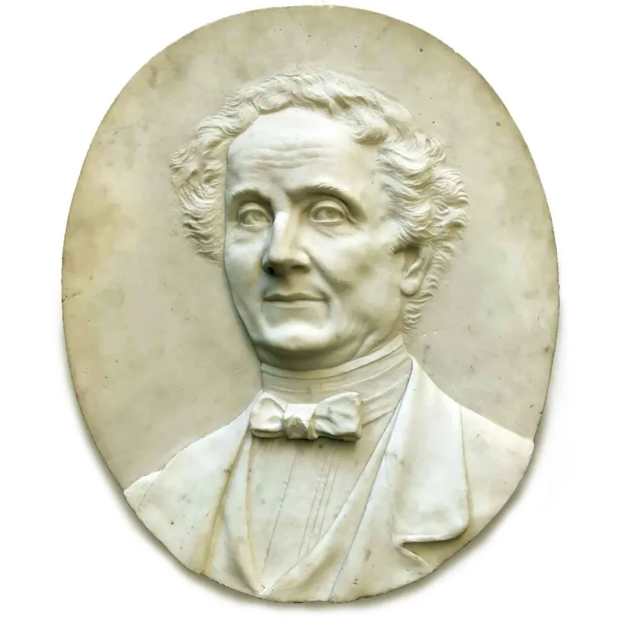 obrazek 1 Owalna płaskorzeźba z włoskiego marmuru Carrara, XIX-wieczny - portret prawnika Francesco Rossignoli