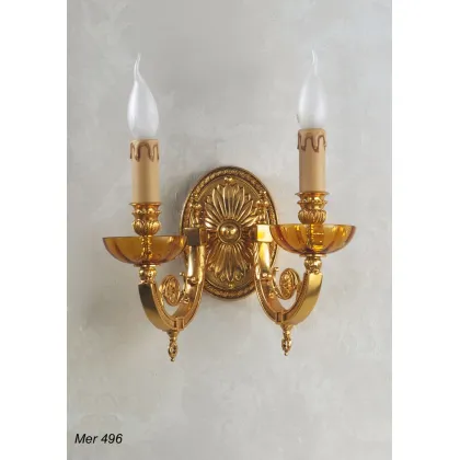 Zdjęcie Kinkiet ze złotego mosiądzu i kryształu