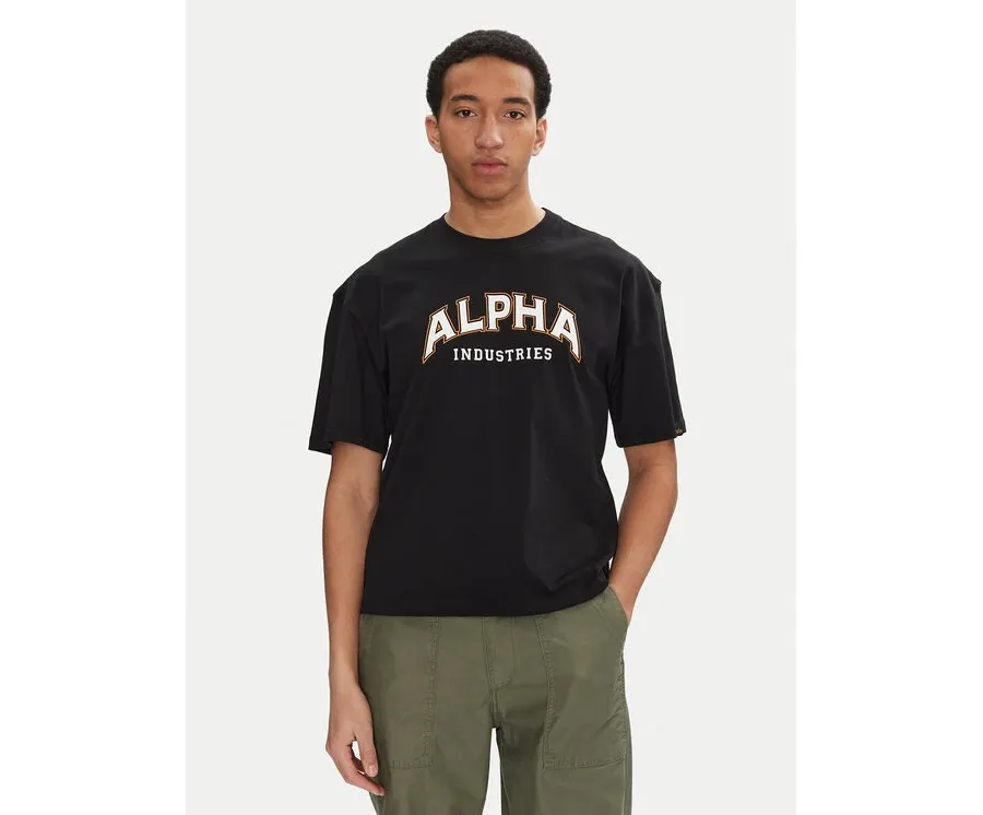 obrazek 1 Alpha Industries T-Shirt College 146501 Czarny Relaxed Fit