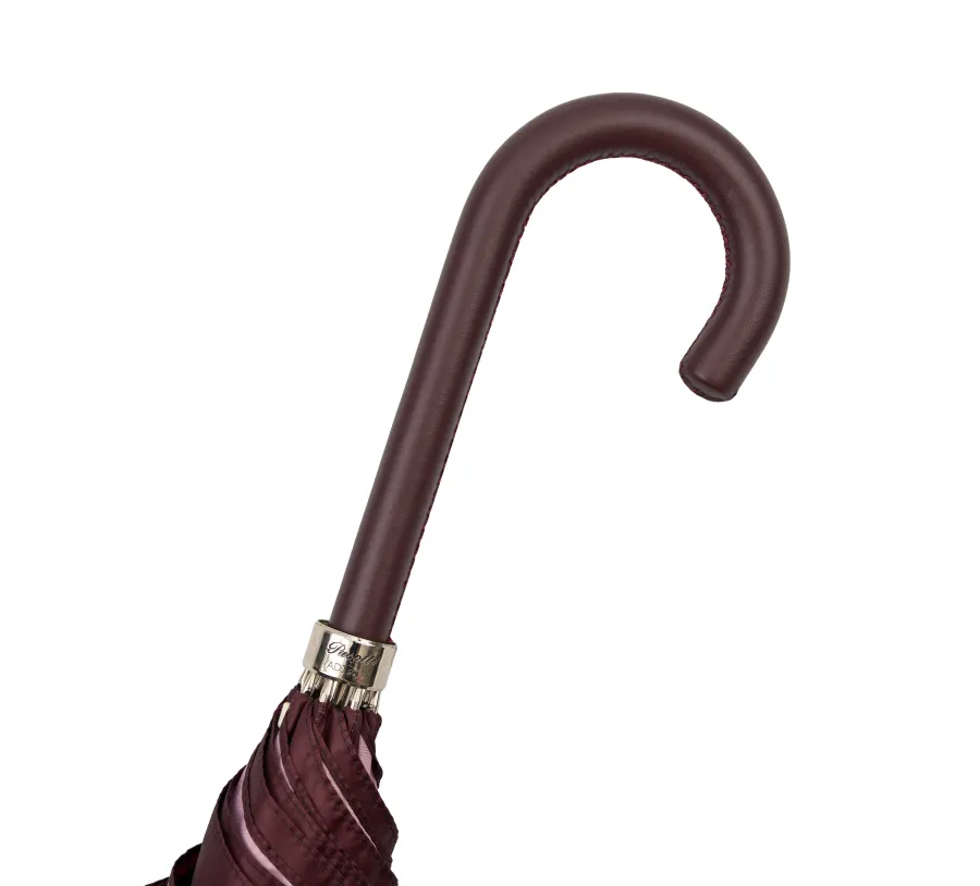 obrazek 4 Bordowy damski parasol Ø102xL93 cm ze skórzaną rączką