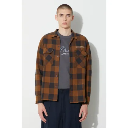 Zdjęcie Universal Works koszula bawełniana L/S UTILITY SHIRT męska kolor brązowy regular z kołnierzykiem klasycznym 29177