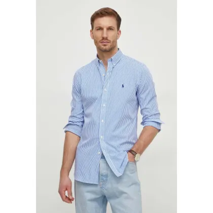 Zdjęcie Polo Ralph Lauren koszula męska kolor niebieski slim z kołnierzykiem button-down
