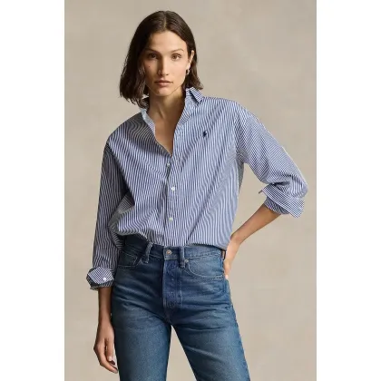 Zdjęcie Polo Ralph Lauren koszula bawełniana damska kolor niebieski relaxed z kołnierzykiem klasycznym 211910743
