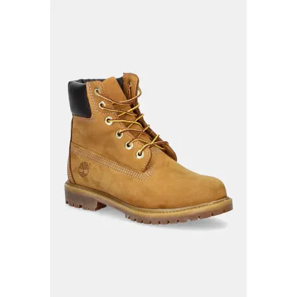 Zdjęcie Timberland buty skórzane Premium 6 Inch damskie kolor brązowy na płaskim obcasie lekko ocieplone TB1103617131