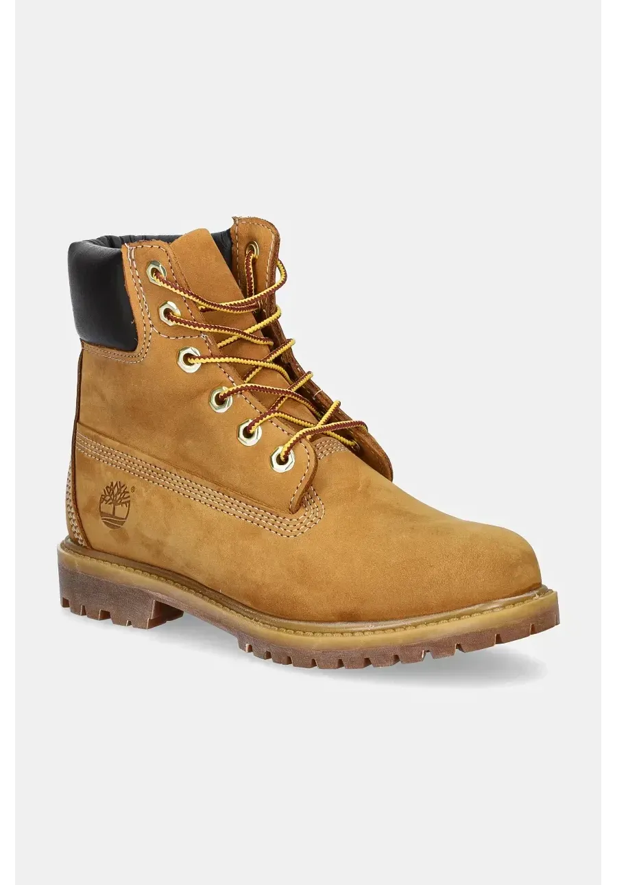 obrazek 1 Timberland buty skórzane Premium 6 Inch damskie kolor brązowy na płaskim obcasie lekko ocieplone TB1103617131