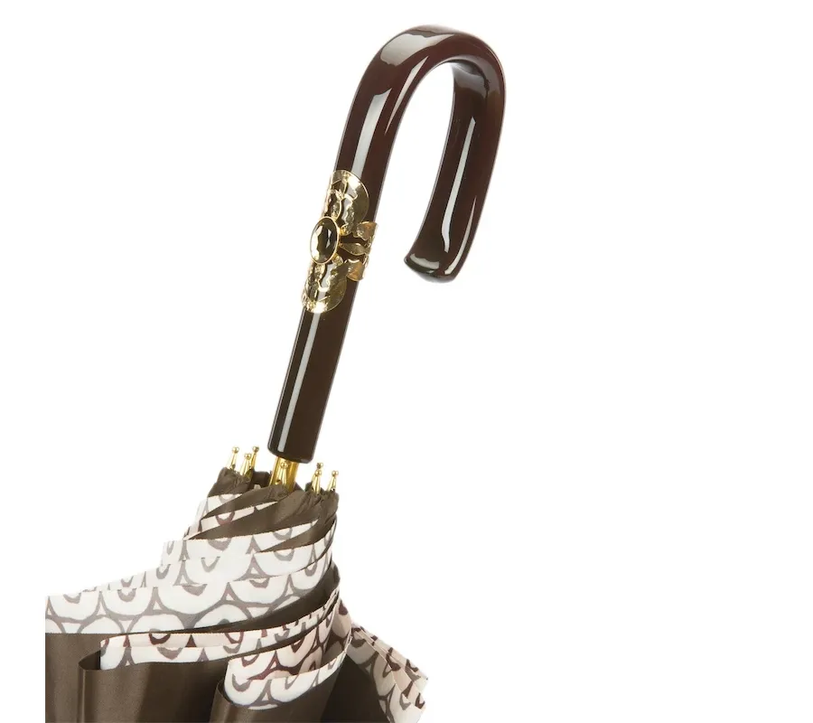 obrazek 3 Elegancki parasol damski w kolorze brązowym z piękną rączką - Pasotti