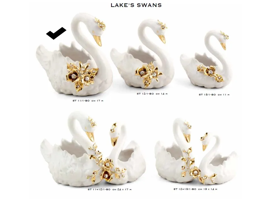 picture 1 Beautiful, ceramic swan with golden flowers - Bruno Costenaro