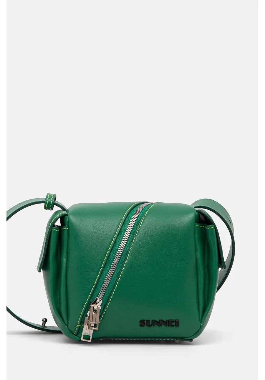 obrazek 1 Sunnei torebka skórzana kolor zielony MACCWBAG004