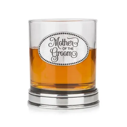 Zdjęcie Prestiżowy prezent dla matki pana młodego – szklanka do whisky z polerowaną cynową podstawą