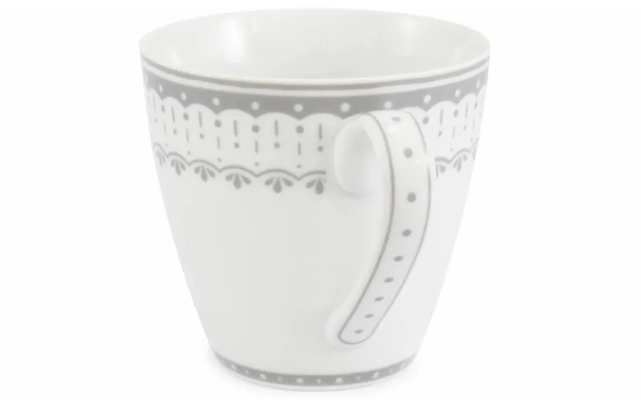 obrazek 2 Kubek z porcelany zdobiony oryginalnym szarym ornamentem z kolekcji HyggeLine – wariant 3 – Leander