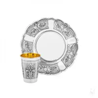 Picture Beautifully decorated silver kiddush set - Zaramella Argenti