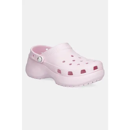 Zdjęcie Crocs klapki Classic Platform Pearl Clog damskie kolor różowy na platformie 211231-6ZW