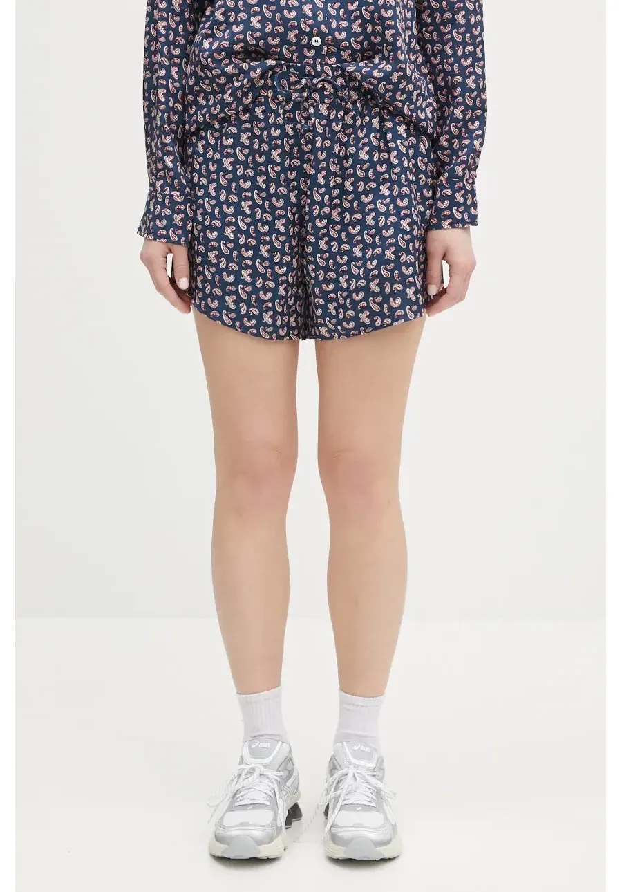 obrazek 1 A.P.C. szorty Short Audrey damskie kolor granatowy wzorzyste high waist VIALN.F10208