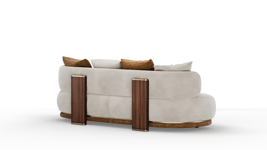 obrazek 4 Luksusowa tapicerowana sofa z drewnianą konstrukcją i metalowymi detalami