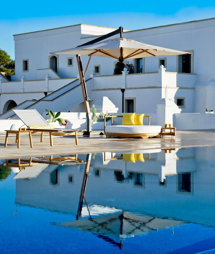 obrazek 2 Kwadratowy parasol Salento z aluminium w kolorze drewna do ogrodu lub na taras