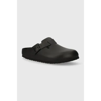 Zdjęcie Birkenstock klapki skórzane Boston damskie kolor czarny 1026789