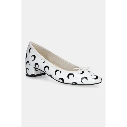Zdjęcie Marine Serre czółenka skórzane Camille Moon Printed Leather MS x Repetto kolor biały na słupku WFW052A.RLEA0031